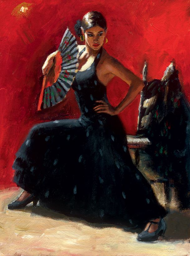 Fabian Perez Black Flower III (Vertical)